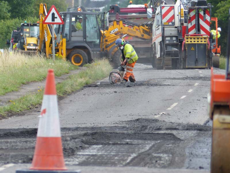 Road works on Guarlford Road